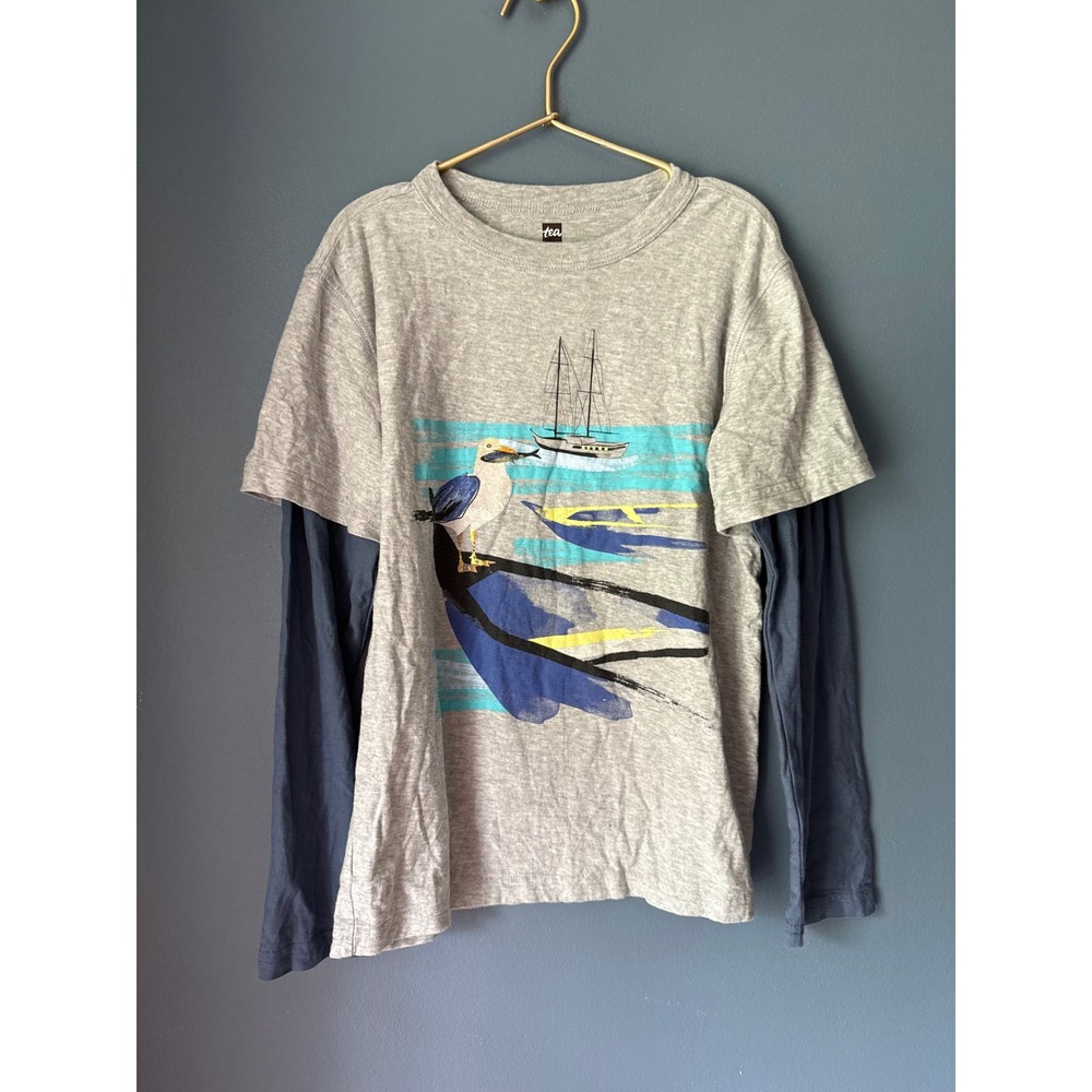 Tea Collection Boys Seagull Sailboat Graphic Layered Long Sleeve Tee